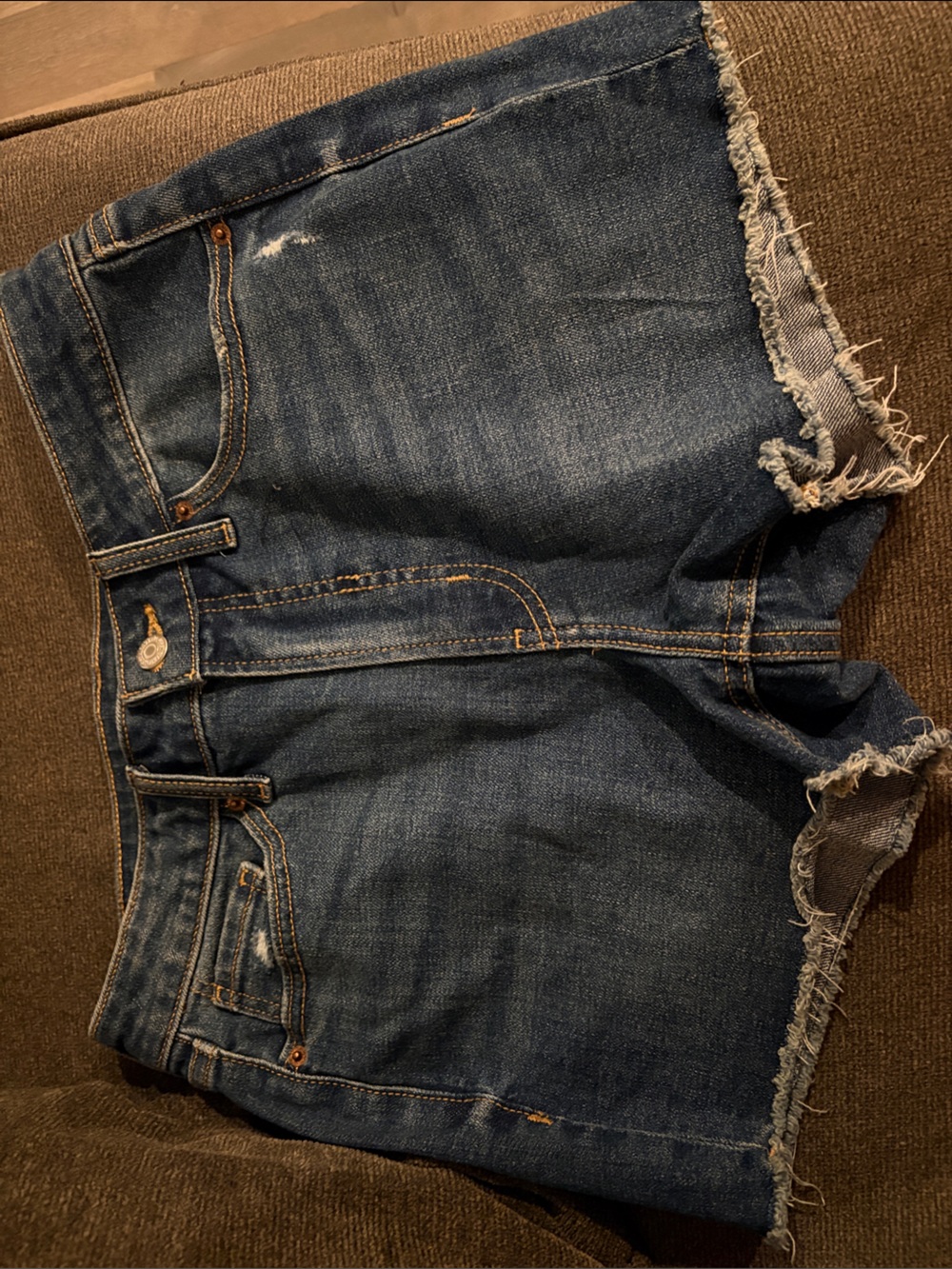 Old Navy Dark Blue Denim Jean Shorts with Frayed Hem